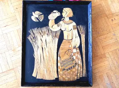 VINTAGE HAY PICTURE ON WOOD BOARD WALL ART, View more