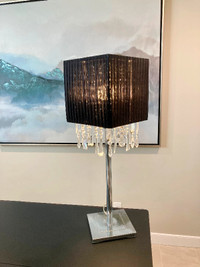 Chrome table lamp with hanging crystals for sale!!!