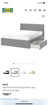 IKEA Malm 4drawer Queen Bedframe & Queen Mattress & Nighstand