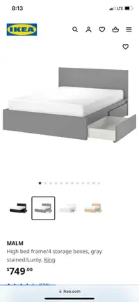 IKEA Malm 4drawer Queen Bedframe & Queen Mattress & Nighstand