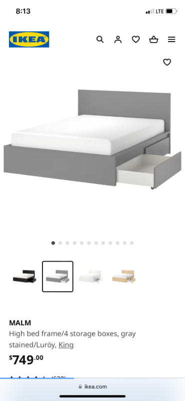 IKEA Malm 4drawer Queen Bedframe & Queen Mattress & Nighstand in Beds & Mattresses in City of Halifax