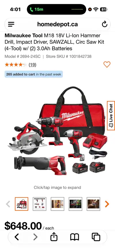 Milwaukee Tool M18 Hammer Drill, Impact Driver, SAWZALL, View more