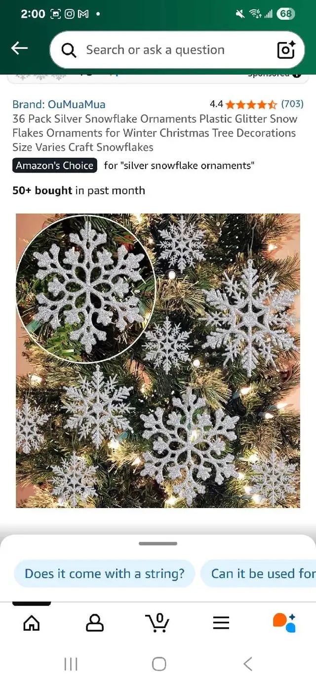 30 pack of snow flakes silver glitter Christmas ornaments - NEW