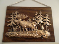 Vintage A&J Wood 3D Moose Wall Hanging Plaque Made in Canada