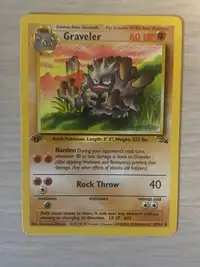 Pokemon 1st EDITION Graveler card from Fossil set MINT