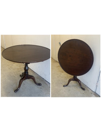 A rare large round antique table, flip top, refurbished