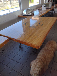 H\D Rolling Hardwood Tables Handmade Two Sizes