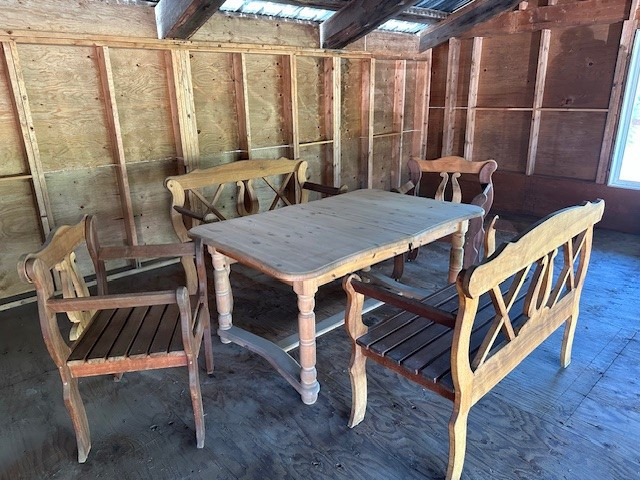 Hand Crafted, Rustic Dining Table, 2 Chairs and 2 Benches in Dining Tables & Sets in Vernon - Image 2