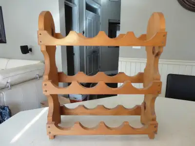 Custom Made Wood 12 Bottle 3 layer Wine Rack in perfect shape, View more