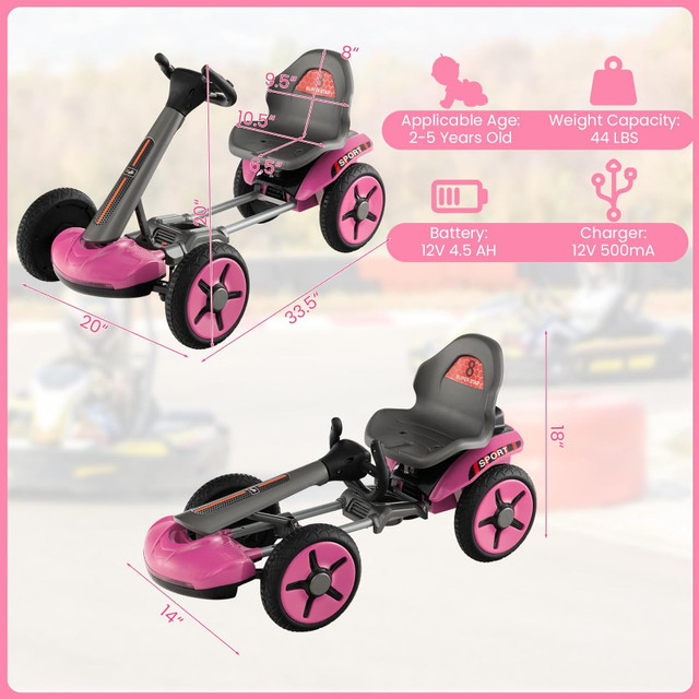 HONEY JOY 12V Go Kart for Kids, 4-Wheel Folding Pedal Go Kart, 2 in Other Parts & Accessories in Mississauga / Peel Region - Image 4