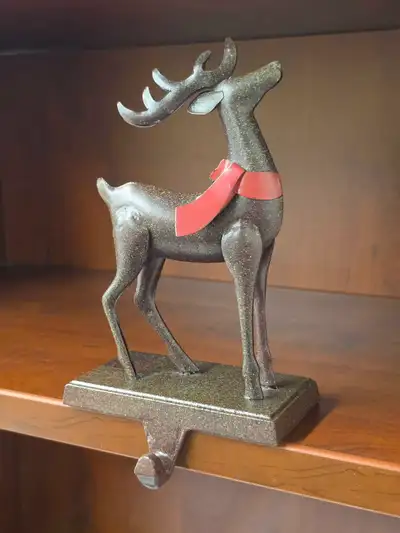 Metal Christmas Reindeer Shelf Hanger – 7.5" Tall, View more