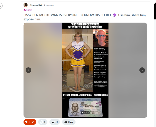 FOUND – sissy Ben Mucke looking to spread further