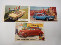 Three Vintage Automobile Post Cards Rambler Plymouth Corvair