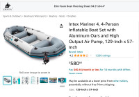 Dinghy Intex Mariner 4 Inflatable Boat- LIKE NEW - Used Once