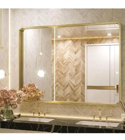 TETOTE 40x30 Inch Gold Bathroom Mirror, View more