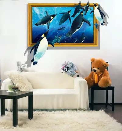 Brand New AVIO 3D Penguin Removable Vinyl Wall Sticker Decal Art, View more