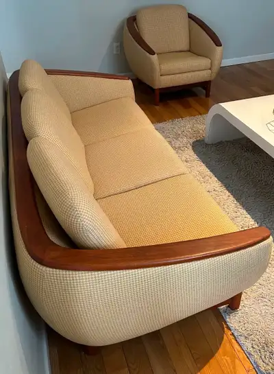Teak R Huber barrel back  sofa and chair set, View more