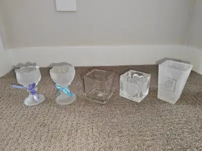 Set of 5 Glass Tealight Candle Holder / Candleholders, View more