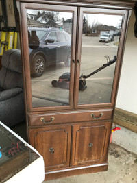 Wood corner curio cabinet hutch.  Great for small places