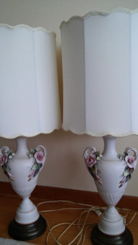 Fabulous antique Italian porcelain table lamps.