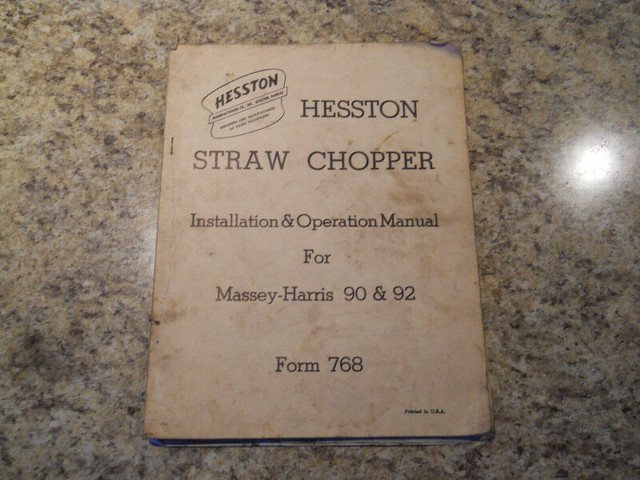 Hesston Straw Chopper Manual in Arts & Collectibles in Prince Albert