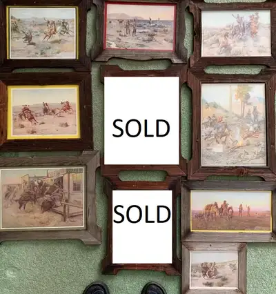 Make the western loving person in your life very happy with these uniquely framed prints. Two sold,...