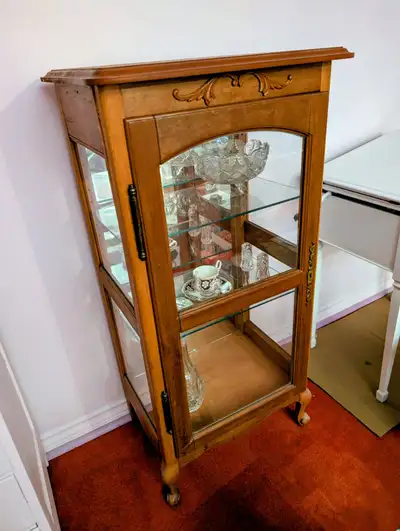 Curio cabinet display - Wood with glass display shelves, View more