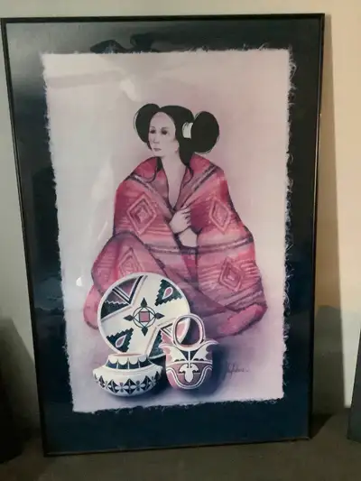 Framed Picture “Valdez” Woman with pottery, View more