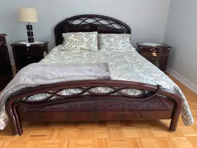 Queen size bed. The armour is large height 6’8” x wide 6’6” depth 25” Transform your bedroom with th...