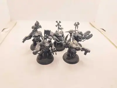 Warhammer 40k 5 Primed Black/gray ork Nobz, View more