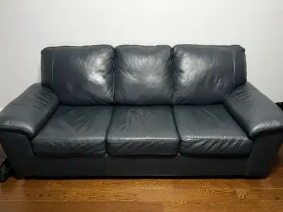 Leon's Blue Top-Grain Genuine Leather Sofa, View more