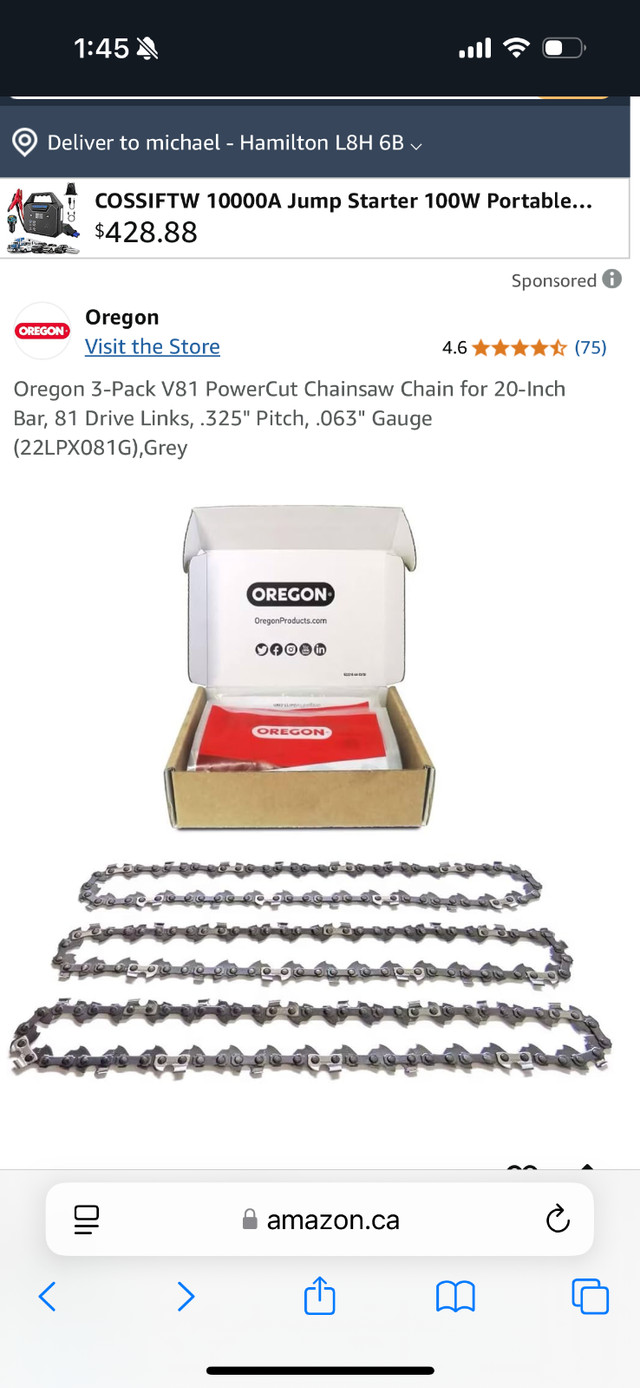 Oregon 20” chainsaw blades in Power Tools in Hamilton