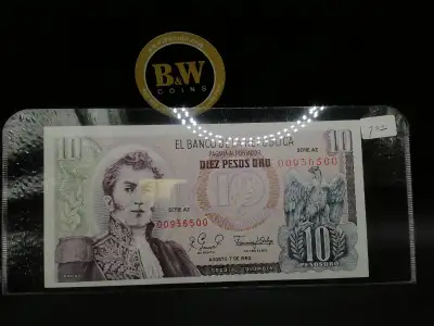 1980 Bank of Colombia 10 Pesos Oro Banknote, View more