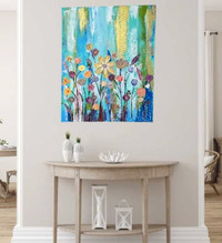 Original acrylic embossed floral painting 