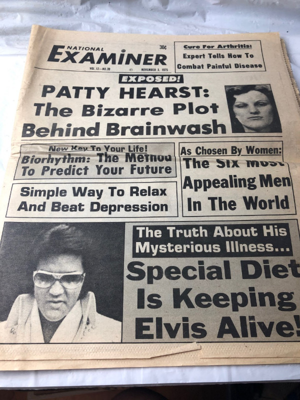 VINTAGE NOV 3 1975 NATIONAL EXAMINER NEWS MAGAZINE #M0427 in Arts & Collectibles in Edmonton