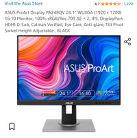 ASUS ProArt Display PA248QV 24.1” WUXGA (1920 x 1200) 16:10 Moni