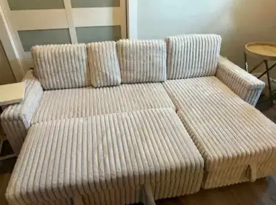 Beige Corduroy Sofa Bed Now with Unlimited Storage , View more