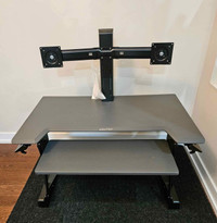 Ergotron sit stand desk with 2 monitor arms