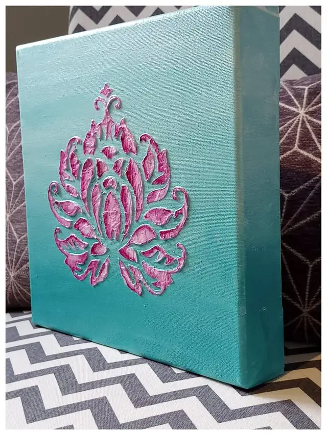  Textured Lotus Flower Painting – 10" x 10" in Arts & Collectibles in Gatineau - Image 4