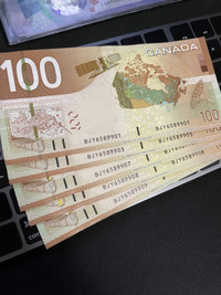 2004 Canada Bank Of Canada $100 Dollars - 3pcs CONSECUTIVE SERIE