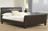 3 PIECES - QUEEN - LEATHER Bed FRAME and--2 Nightstands