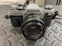 Vintage Canon AE 1 SLR Camera with Case and Light Meter