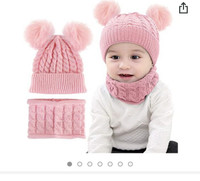 2PCS Toddler Baby Knit Hat Scarf Winter Warm Beanie Cap.