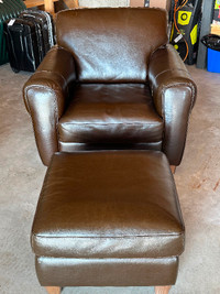 Chocolate Leather Chair & Ottoman