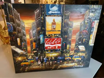 En parfaite condition. Peinture à l'huile 20x24 New York. Format standard facile à encadrer.