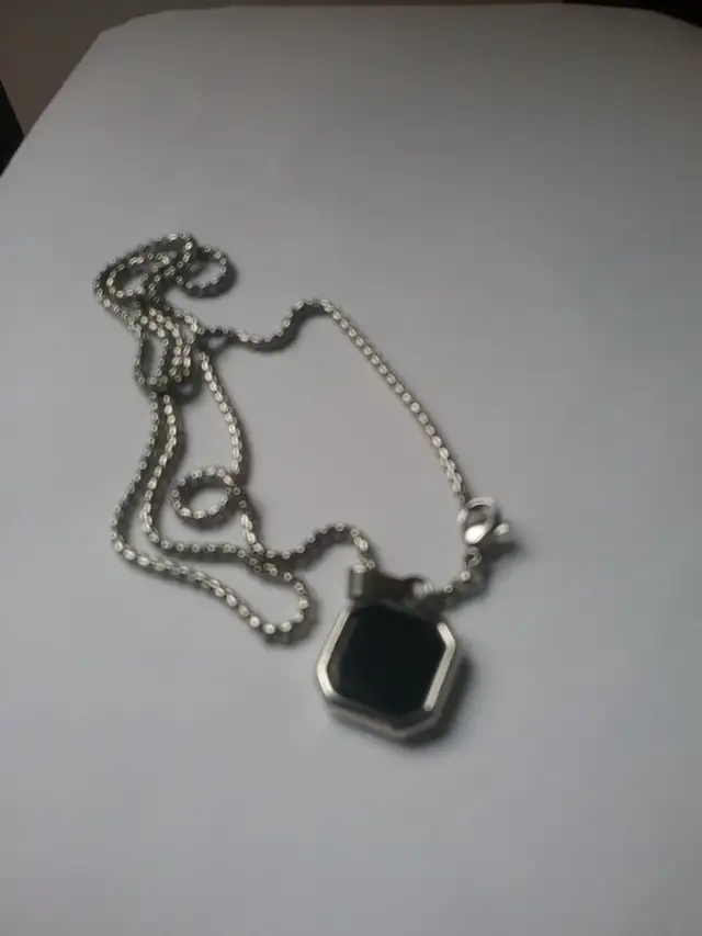 mens stainless steel chain really nice it has a black stone63008307715585123