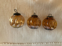 3 Beautiful Iridescent Glass Christmas Balls