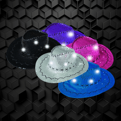 BO Light Up Cowboy Hat w Sequins, View more