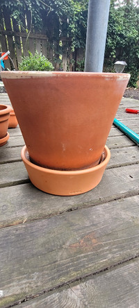 IKEA 8" terra cotta clay planter + extra tall drip tray