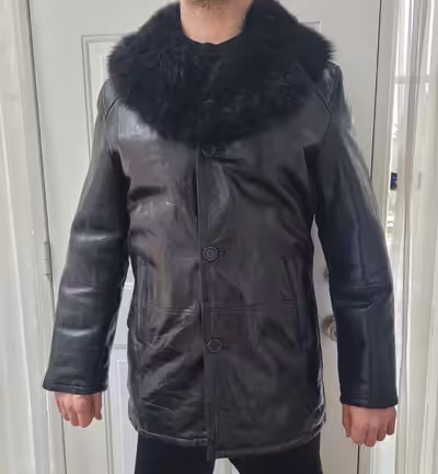 NEW Men's Designer Leather Coat Jacket. Size Medium. High Quality. Purchased in Europe.